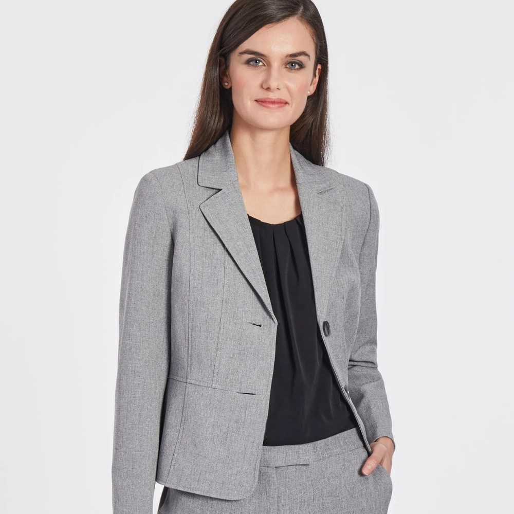 Kapser Women's Grey Melange Two-Button Blazer Size 14 and 16